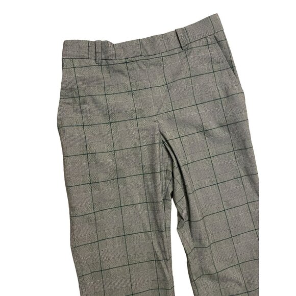 Mango MNG womens plaid suit pant cigarette trouser sz 2 green plaid pockets - Picture 2 of 9